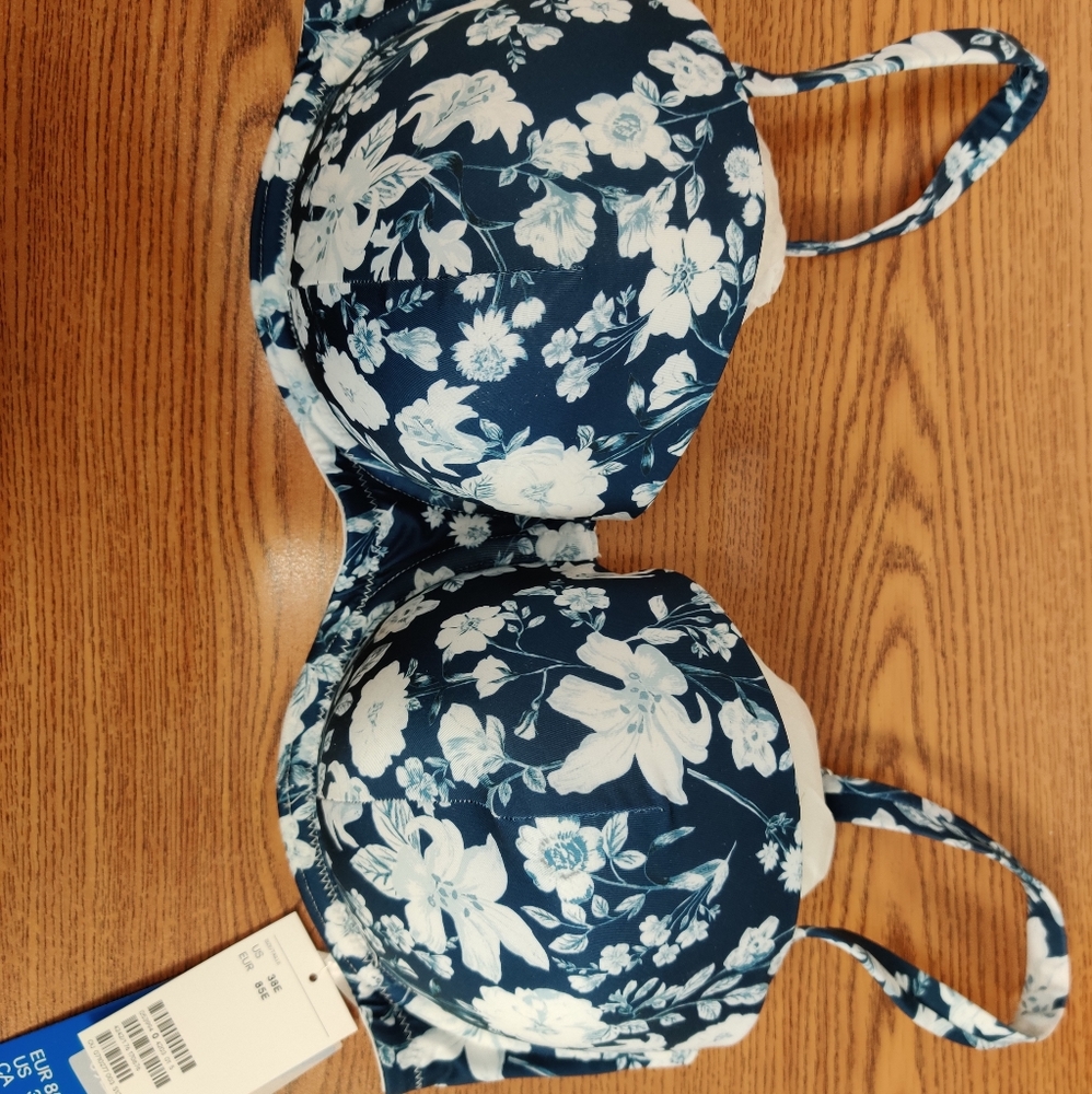 H&M+ Balconette Bikini Top Dark Blue